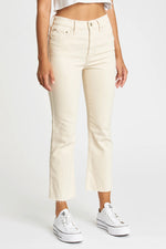 Shy Girl High Rise Crop Flare Jean - Raw Cut