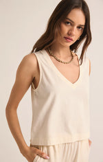 Sloane V Neck Top - Sea Salt